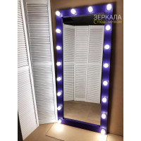 Гримерное зеркало с подсветкой в фиолетовой раме 180х80 см