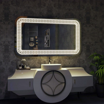 Зеркало в ванную комнату с подсветкой светодиодной лентой Сара
